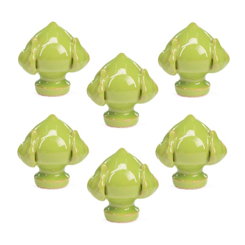 Set 6 pezzi PUMO Salentino in Ceramica VERDE, Chiuso Altezza 6 cm, Decorazione Tipica Pugliese bocciolo e 3 Foglie, Segnaposto per eventi, feste, cerimonie e matrimonio, Soprammobile Bomboniera del brand Lupia, categoria: Artigianato salentino > Ceramica Salentina > Pumo Salentino, disponibile su Vorreishop.