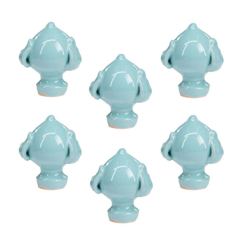 Set 6 pezzi PUMO Salentino in Ceramica CELESTE, Chiuso Altezza 6 cm, Decorazione Tipica Pugliese bocciolo e 3 Foglie, Segnaposto per eventi, feste, cerimonie e matrimonio, Soprammobile Bomboniera del brand Lupia, categoria: Artigianato salentino > Ceramica Salentina > Pumo Salentino, disponibile su Vorreishop.