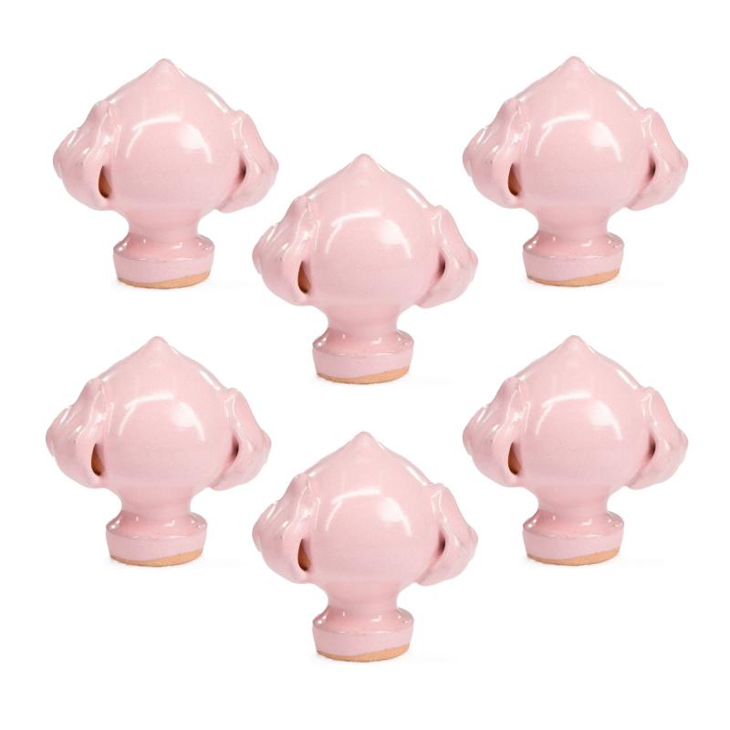 Set 6 pezzi PUMO Salentino in Ceramica ROSA, Chiuso Altezza 6 cm, Decorazione Tipica Pugliese bocciolo e 3 Foglie, Segnaposto per eventi, feste, cerimonie e matrimonio, Soprammobile Bomboniera del brand Lupia, categoria: Artigianato salentino > Ceramica Salentina > Pumo Salentino, disponibile su Vorreishop.