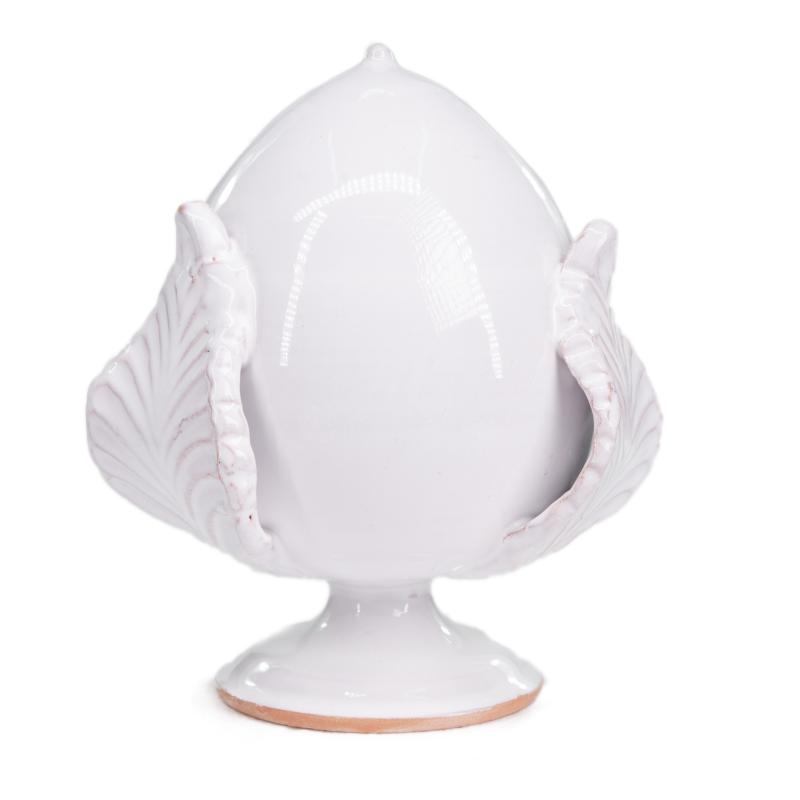 PUMO Salentino in Ceramica BIANCO, Chiuso Altezza 20 cm, Decorazione Tipica Pugliese bocciolo e 3 Foglie, Bomboniera per eventi, feste, cerimonie e matrimonio, Soprammobile del brand Lupia, categoria: Artigianato salentino > Ceramica Salentina > Pumo Salentino, disponibile su Vorreishop.