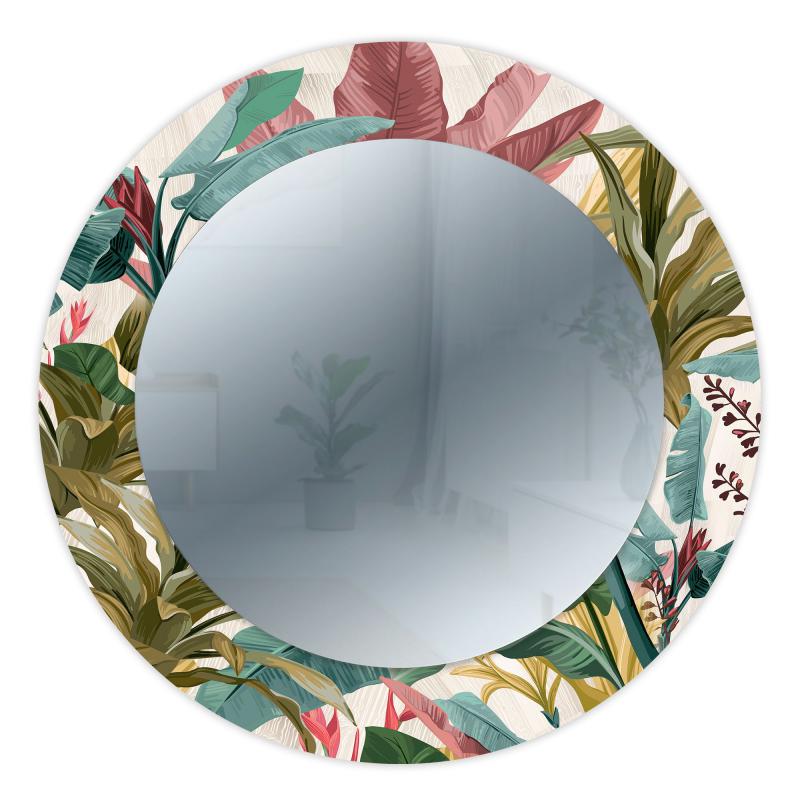 Specchio da parete Rotondo moderno Mirror Fantasy BANANA LEAVES BEIGE diam. 65 cm, Circolare con cornice stampata, specchiera per camera da letto, soggiorno, ingresso del brand Lupia, categoria: Complementi d'arredo > Specchi e specchiere > Specchi stampati, disponibile su Vorreishop.