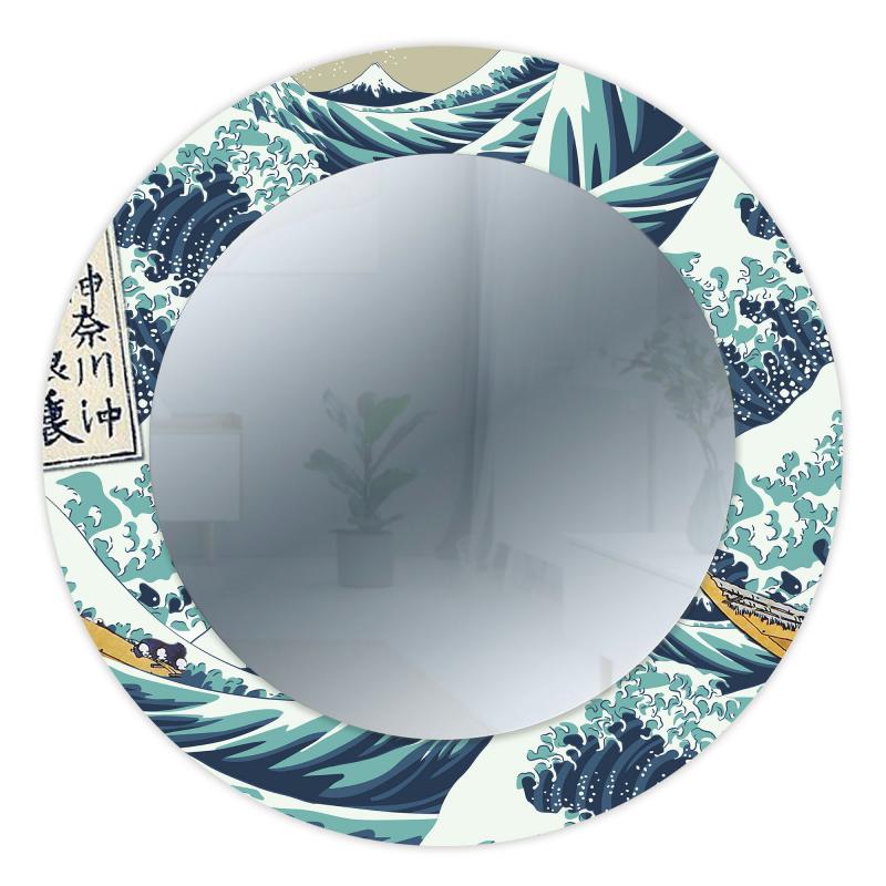 Specchio da parete Rotondo moderno Mirror Fantasy THE GREAT WAVE OFF KANAGAWA diam. 65 cm, Circolare con cornice stampata, specchiera per camera da letto, soggiorno, ingresso del brand Lupia, categoria: Complementi d'arredo > Specchi e specchiere > Specchi stampati, disponibile su Vorreishop.