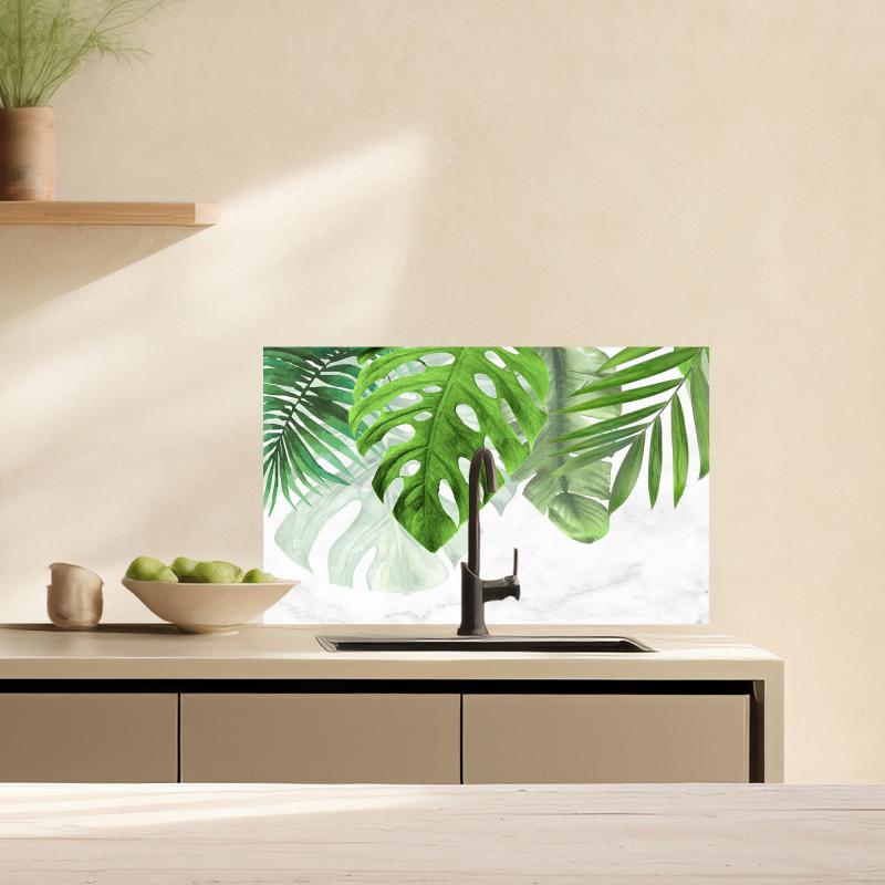 Lupia Pannello Paraschizzi Schienale Cucina con decorazione stampata, TROPICAL LEAVES, in Alluminio composito, Facile da applicare, Lavabile Ignifugo Resistente all'Acqua - 120xH62,5 cm del brand Lupia, categoria: Arredo e decorazioni > Decorazioni da parete > Pannelli retro Cucina, disponibile su Vorreishop.