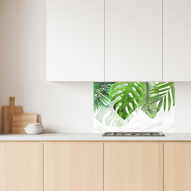 Lupia Pannello Paraschizzi Schienale Cucina con decorazione stampata, TROPICAL LEAVES, in Alluminio composito, Facile da applicare, Lavabile Ignifugo Resistente all'Acqua - 120xH62,5 cm del brand Lupia, categoria: Arredo e decorazioni > Decorazioni da parete > Pannelli retro Cucina, disponibile su Vorreishop.