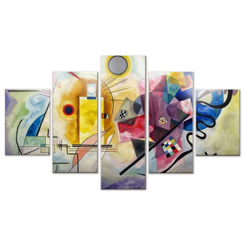 Quadro moderno 5 pezzi su tela Grande Vogue 105x160 cm Giallo Rosso Blu del brand Lupia, categoria: Arredo e decorazioni > Quadri e Tele > Quadri a pannelli, disponibile su Vorreishop.