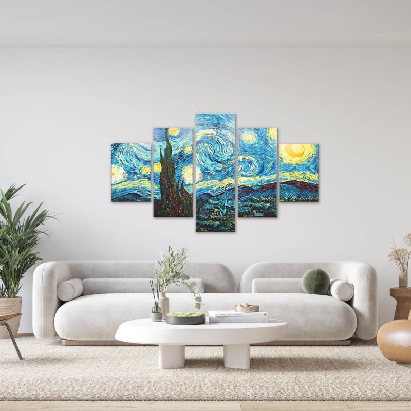 Quadro moderno 5 pezzi su tela Grande Vogue 105x160 cm Notte Stellata del brand Lupia, categoria: Arredo e decorazioni > Quadri e Tele > Quadri a pannelli.