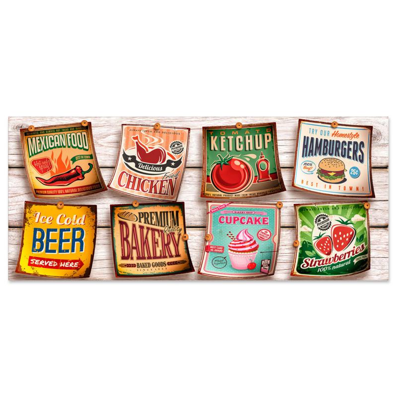 Lupia - Quadro moderno Stampa su Legno MDF BOARD 40x90 cm, stile stampa su assi legno, Per Soggiorno, bar, cucina, caffetteria, pub - FOOD LIST del brand Lupia, categoria: Arredo e decorazioni > Quadri e Tele > Quadri su Legno, disponibile su Vorreishop.