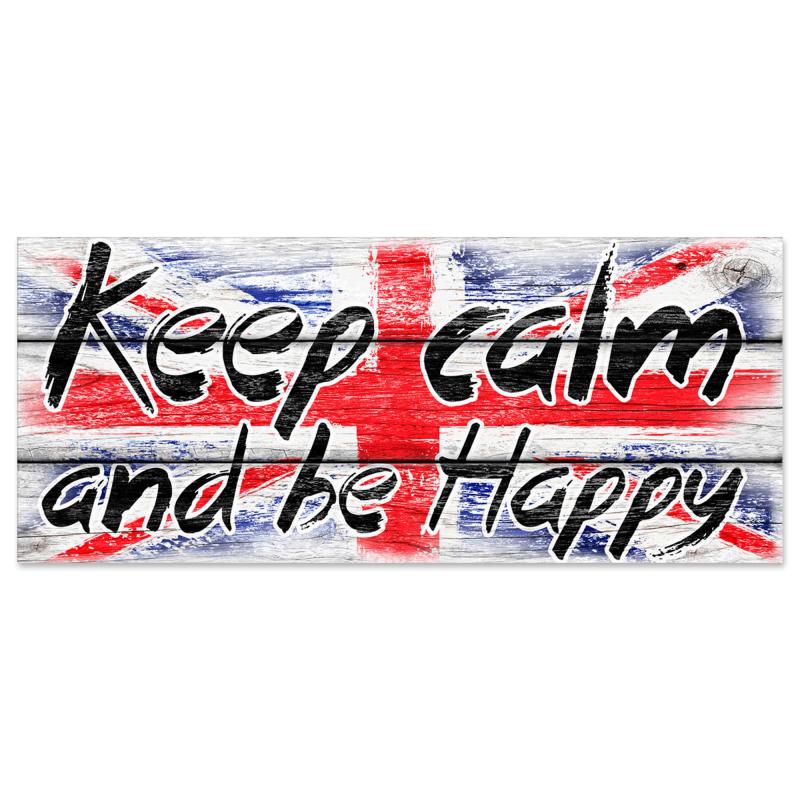 Lupia - Quadro moderno Stampa su Legno MDF BOARD 40x90 cm, stile stampa su assi legno, Per Soggiorno, bar, cucina, caffetteria, pub - KEEP CALM HAPPY WHITE del brand Lupia, categoria: Arredo e decorazioni > Quadri e Tele > Quadri su Legno, disponibile su Vorreishop.