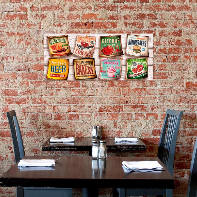 Lupia - Quadro moderno Stampa su Legno MDF BOARD 40x90 cm, stile stampa su assi legno, Per Soggiorno, bar, cucina, caffetteria, pub - FOOD LIST del brand Lupia, categoria: Arredo e decorazioni > Quadri e Tele > Quadri su Legno.