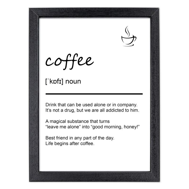 Quadro Moderno con Cornice OPTICAL in Legno Sottile Nera o Bianca 15x20 cm, Poster con disegno in Stile Lineare e descrizione della Parola con testo in lingua inglese - Nero Coffee del brand Lupia, categoria: Arredo e decorazioni > Quadri e Tele > Quadri con cornice, disponibile su Vorreishop.