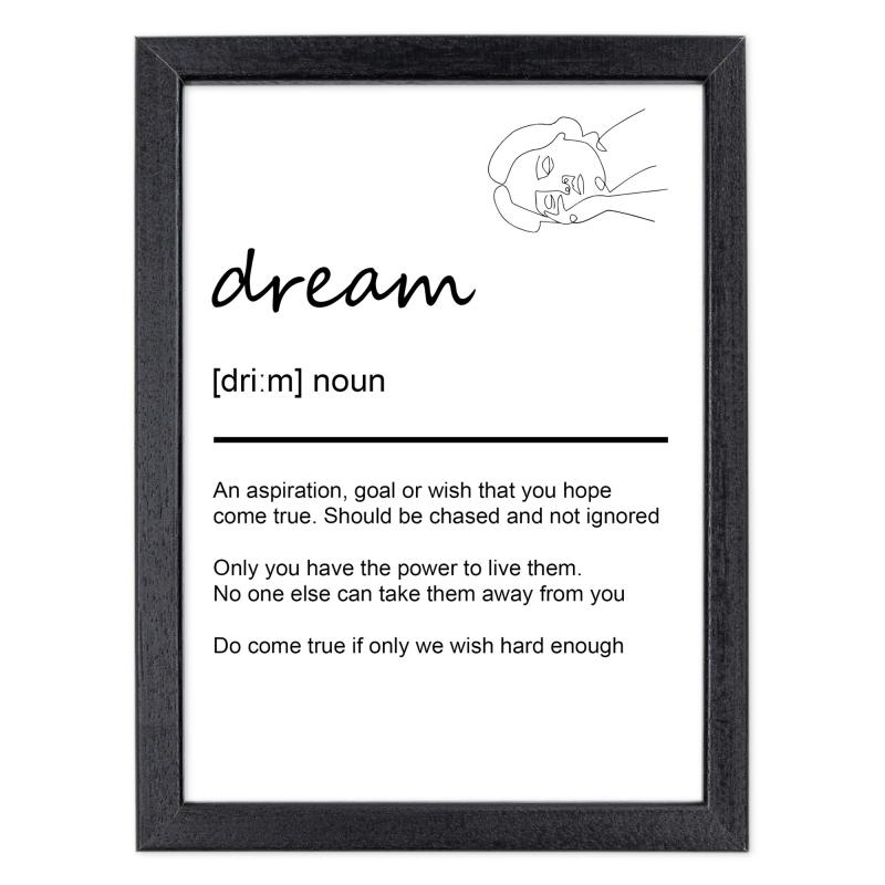 Quadro Moderno con Cornice OPTICAL in Legno Sottile Nera o Bianca 15x20 cm, Poster con disegno in Stile Lineare e descrizione della Parola con testo in lingua inglese - Nero Dream del brand Lupia, categoria: Arredo e decorazioni > Quadri e Tele > Quadri con cornice, disponibile su Vorreishop.