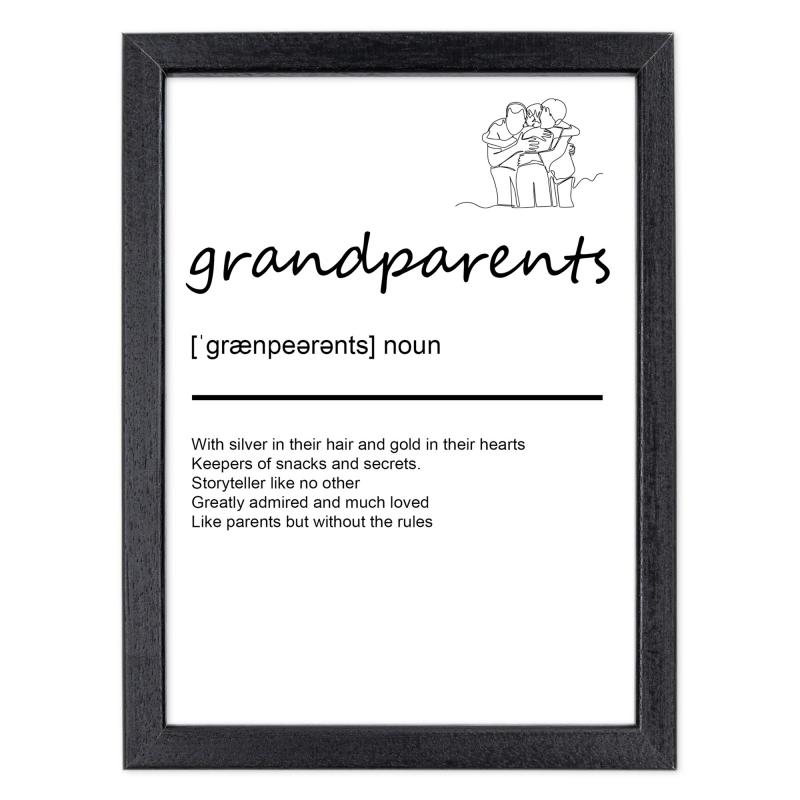 Quadro Moderno con Cornice OPTICAL in Legno Sottile Nera o Bianca 15x20 cm, Poster con disegno in Stile Lineare e descrizione della Parola con testo in lingua inglese - Nero Grandparents del brand Lupia, categoria: Arredo e decorazioni > Quadri e Tele > Quadri con cornice, disponibile su Vorreishop.