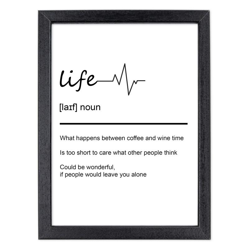 Quadro Moderno con Cornice OPTICAL in Legno Sottile Nera o Bianca 15x20 cm, Poster con disegno in Stile Lineare e descrizione della Parola con testo in lingua inglese - Nero Life del brand Lupia, categoria: Arredo e decorazioni > Quadri e Tele > Quadri con cornice, disponibile su Vorreishop.