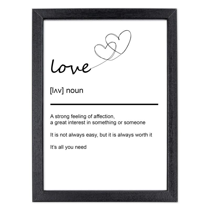 Quadro Moderno con Cornice OPTICAL in Legno Sottile Nera o Bianca 15x20 cm, Poster con disegno in Stile Lineare e descrizione della Parola con testo in lingua inglese - Nero Love del brand Lupia, categoria: Arredo e decorazioni > Quadri e Tele > Quadri con cornice, disponibile su Vorreishop.