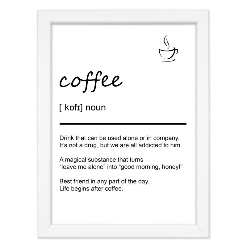 Quadro Moderno con Cornice OPTICAL in Legno Sottile Nera o Bianca 15x20 cm, Poster con disegno in Stile Lineare e descrizione della Parola con testo in lingua inglese - Bianco Coffee del brand Lupia, categoria: Arredo e decorazioni > Quadri e Tele > Quadri con cornice, disponibile su Vorreishop.