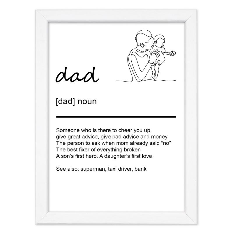 Quadro Moderno con Cornice OPTICAL in Legno Sottile Nera o Bianca 15x20 cm, Poster con disegno in Stile Lineare e descrizione della Parola con testo in lingua inglese - Bianco Dad del brand Lupia, categoria: Arredo e decorazioni > Quadri e Tele > Quadri con cornice, disponibile su Vorreishop.