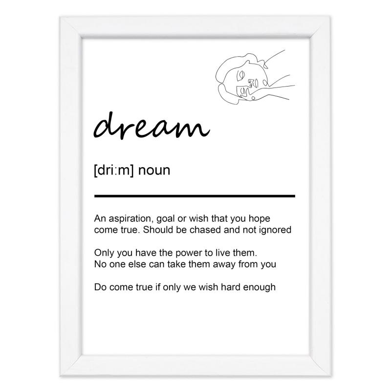 Quadro Moderno con Cornice OPTICAL in Legno Sottile Nera o Bianca 15x20 cm, Poster con disegno in Stile Lineare e descrizione della Parola con testo in lingua inglese - Bianco Dream del brand Lupia, categoria: Arredo e decorazioni > Quadri e Tele > Quadri con cornice, disponibile su Vorreishop.