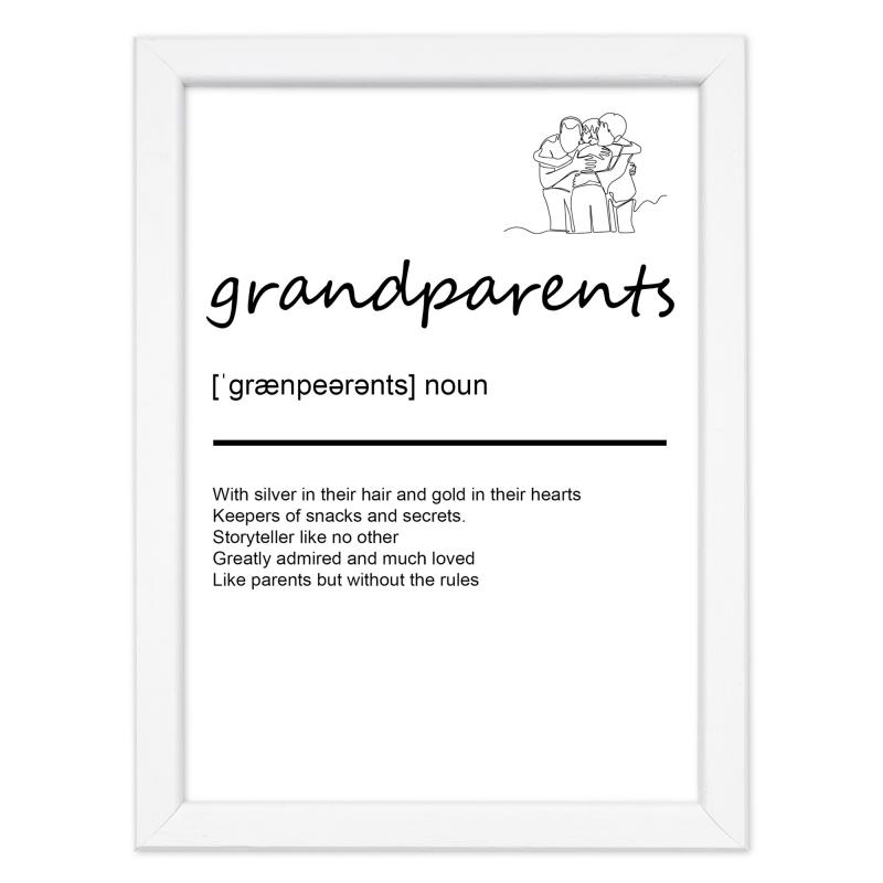 Quadro Moderno con Cornice OPTICAL in Legno Sottile Nera o Bianca 15x20 cm, Poster con disegno in Stile Lineare e descrizione della Parola con testo in lingua inglese - Bianco Grandparents del brand Lupia, categoria: Arredo e decorazioni > Quadri e Tele > Quadri con cornice, disponibile su Vorreishop.