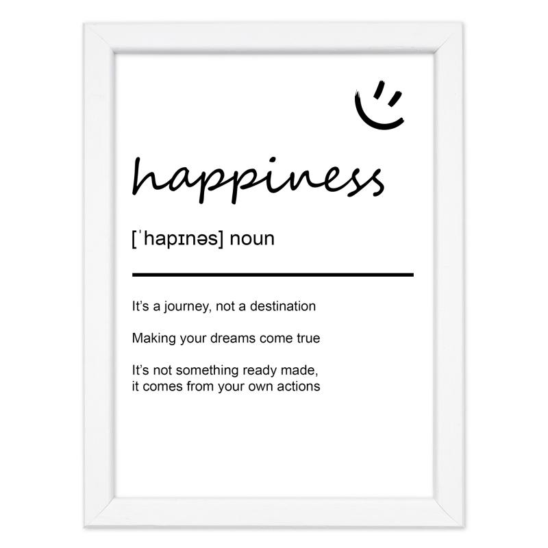 Quadro Moderno con Cornice OPTICAL in Legno Sottile Nera o Bianca 15x20 cm, Poster con disegno in Stile Lineare e descrizione della Parola con testo in lingua inglese - Nero Happiness del brand Lupia, categoria: Arredo e decorazioni > Quadri e Tele > Quadri con cornice, disponibile su Vorreishop.