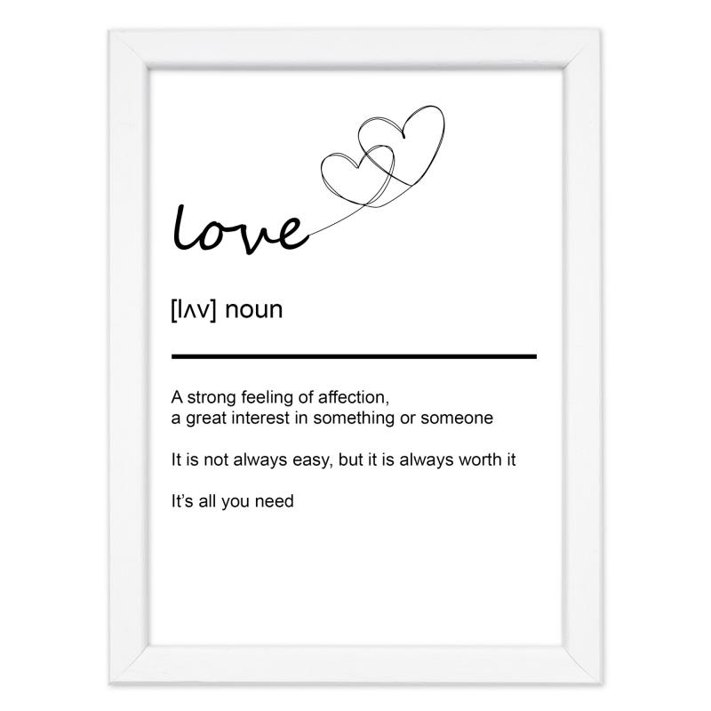 Quadro Moderno con Cornice OPTICAL in Legno Sottile Nera o Bianca 15x20 cm, Poster con disegno in Stile Lineare e descrizione della Parola con testo in lingua inglese - Bianco Love del brand Lupia, categoria: Arredo e decorazioni > Quadri e Tele > Quadri con cornice, disponibile su Vorreishop.
