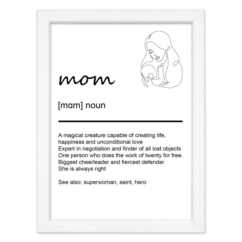 Quadro Moderno con Cornice OPTICAL in Legno Sottile Nera o Bianca 15x20 cm, Poster con disegno in Stile Lineare e descrizione della Parola con testo in lingua inglese - Bianco Mom del brand Lupia, categoria: Arredo e decorazioni > Quadri e Tele > Quadri con cornice, disponibile su Vorreishop.
