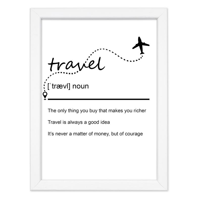 Quadro Moderno con Cornice OPTICAL in Legno Sottile Nera o Bianca 15x20 cm, Poster con disegno in Stile Lineare e descrizione della Parola con testo in lingua inglese - Bianco Travel del brand Lupia, categoria: Arredo e decorazioni > Quadri e Tele > Quadri con cornice, disponibile su Vorreishop.