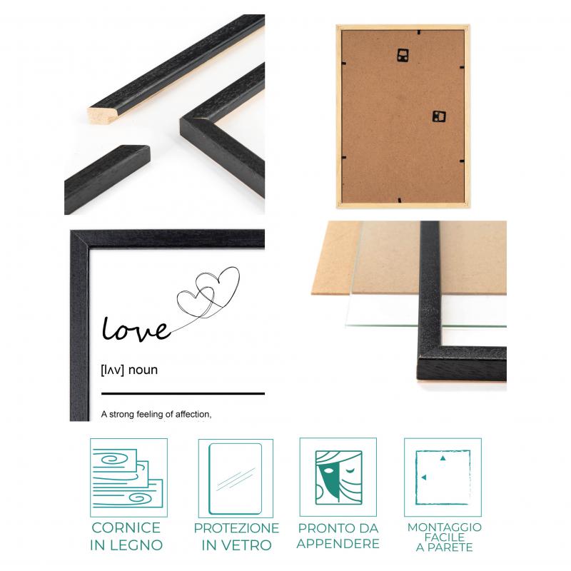 Quadro Moderno con Cornice OPTICAL in Legno Sottile Nera o Bianca 15x20 cm, Poster con disegno in Stile Lineare e descrizione della Parola con testo in lingua inglese - Nero Dad del brand Lupia, categoria: Arredo e decorazioni > Quadri e Tele > Quadri con cornice.