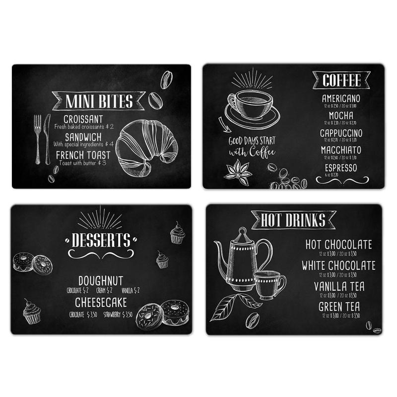 Tovagliette americane lavabili, set da 4 pezzi in PVC rettangolari 31x45 cm, decorate KITCHEN BLACKBOARD lavagna del brand Lupia, categoria: Tavola e cucina > Accessori per la Tavola > Tovagliette americane, disponibile su Vorreishop.