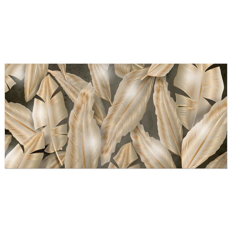 Lupia - Quadro Moderno MONDIE' GOLD TROPICAL LEAVES con Stampa Alta Definizione, Lamina Argento o Oro, Adatto a Soggiorno e Camera, Made in Italy, 31x66 cm, poster su Legno del brand Lupia, categoria: Arredo e decorazioni > Quadri e Tele > Quadri su Legno, disponibile su Vorreishop.