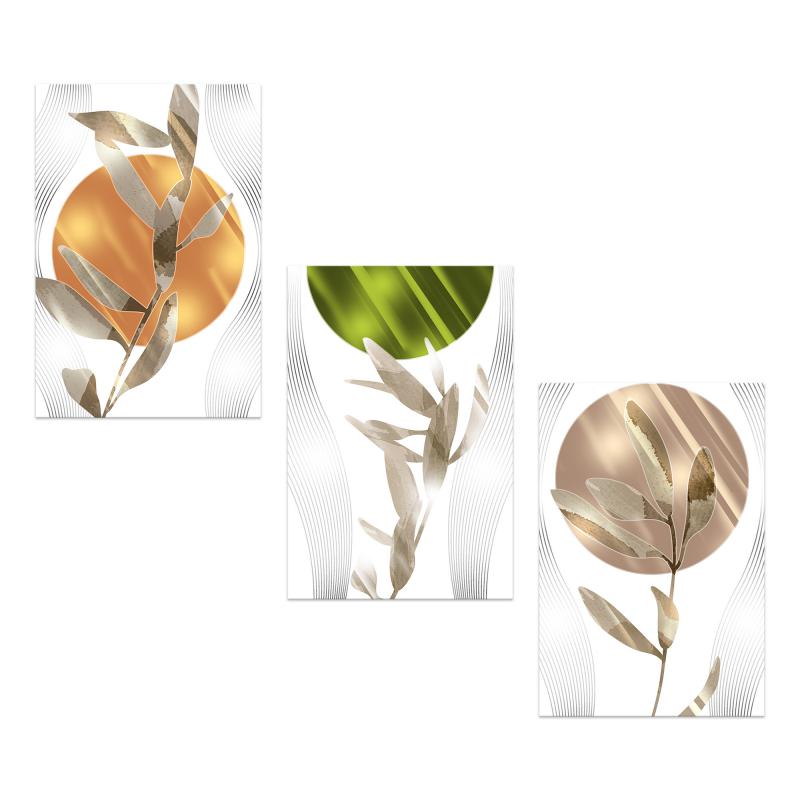 Lupia - Set 3 Quadri Moderni MONDIE' ZEN LEAVES con Stampa Alta Definizione, Lamina Argento o Oro, Adatti a Soggiorno e Camera, Made in Italy, 31x46 cm, poster su Legno del brand Lupia, categoria: Arredo e decorazioni > Quadri e Tele > Quadri su Legno, disponibile su Vorreishop.
