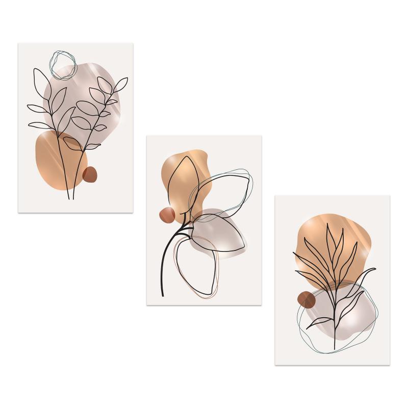 Lupia - Set 3 Quadri Moderni MONDIE' STYLIZED LEAVES con Stampa Alta Definizione, Lamina Argento o Oro, Adatti a Soggiorno e Camera, Made in Italy, 31x46 cm, poster su Legno del brand Lupia, categoria: Arredo e decorazioni > Quadri e Tele > Quadri su Legno, disponibile su Vorreishop.