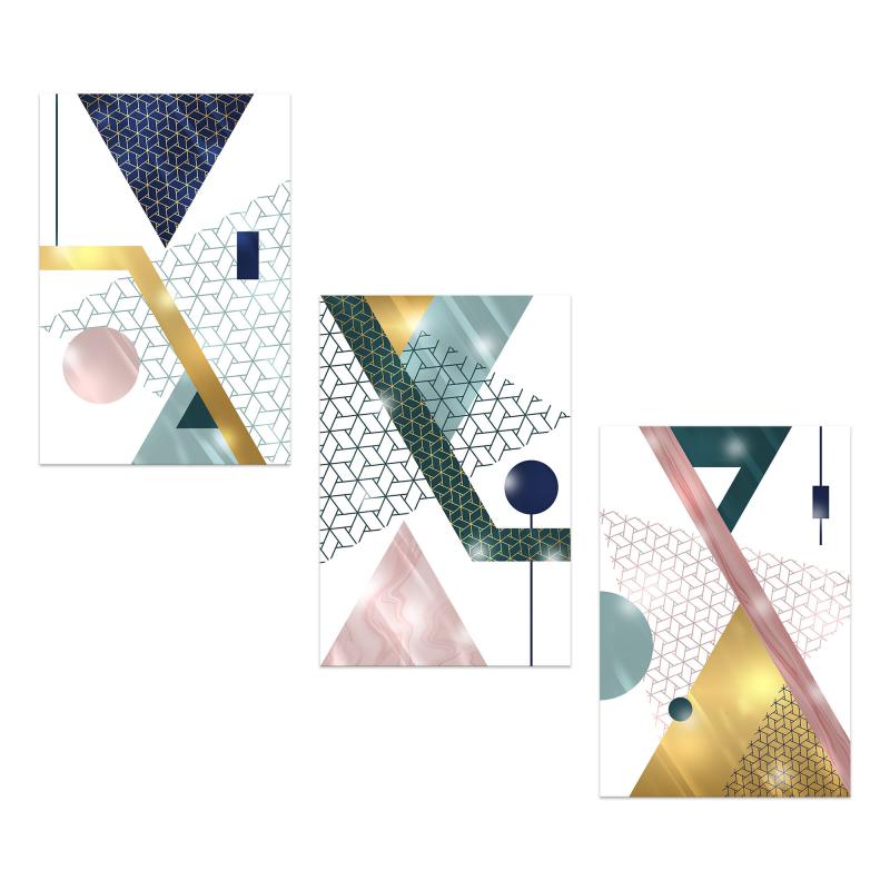 Lupia - Set 3 Quadri Moderni MONDIE' GEOMETRIES 3 con Stampa Alta Definizione, Lamina Argento o Oro, Adatti a Soggiorno e Camera, Made in Italy, 31x46 cm, poster su Legno del brand Lupia, categoria: Arredo e decorazioni > Quadri e Tele > Quadri su Legno, disponibile su Vorreishop.