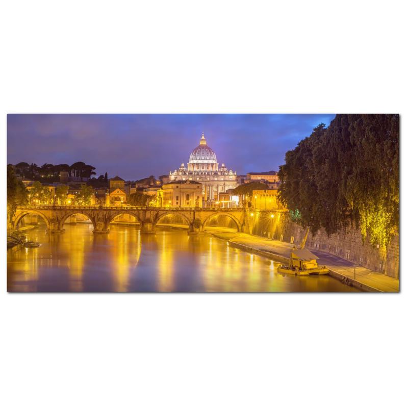 Lupia - Quadro moderno su Tela Canvas DEEP 65X143 cm, con paesaggi e localismi italiani, per casa, soggiorno, capezzale camera da letto, hotel, ufficio, ROMA - SAN PIETRO DAL TEVERE NIGHT     del brand Lupia, categoria: Arredo e decorazioni > Quadri e Tele > Quadri cittÃ  e Localismi, disponibile su Vorreishop.