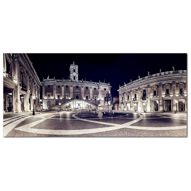 Lupia - Quadro moderno su Tela Canvas DEEP 65X143 cm, con paesaggi e localismi italiani, per casa, soggiorno, capezzale camera da letto, hotel, ufficio, ROMA - PIAZZA DEL CAMPIDOGLIO NIGHT    del brand Lupia, categoria: Arredo e decorazioni > Quadri e Tele > Quadri cittÃ  e Localismi, disponibile su Vorreishop.