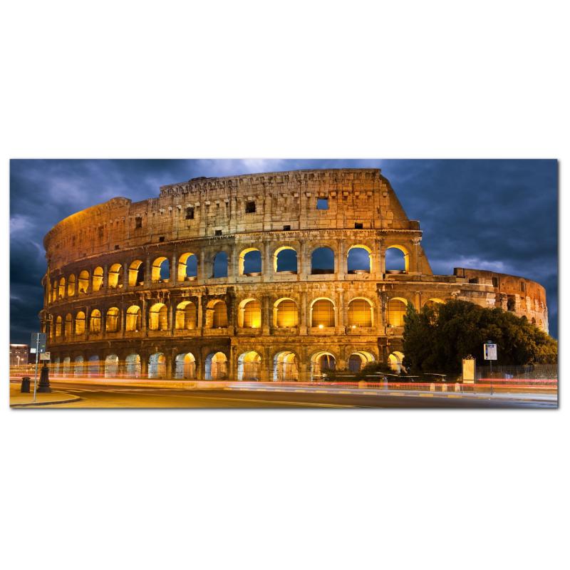 Lupia - Quadro moderno su Tela Canvas DEEP 65X143 cm, con paesaggi e localismi italiani, per casa, soggiorno, capezzale camera da letto, hotel, ufficio, ROMA - COLOSSEUM AND TRAFFIC LIGHTS    del brand Lupia, categoria: Arredo e decorazioni > Quadri e Tele > Quadri cittÃ  e Localismi, disponibile su Vorreishop.