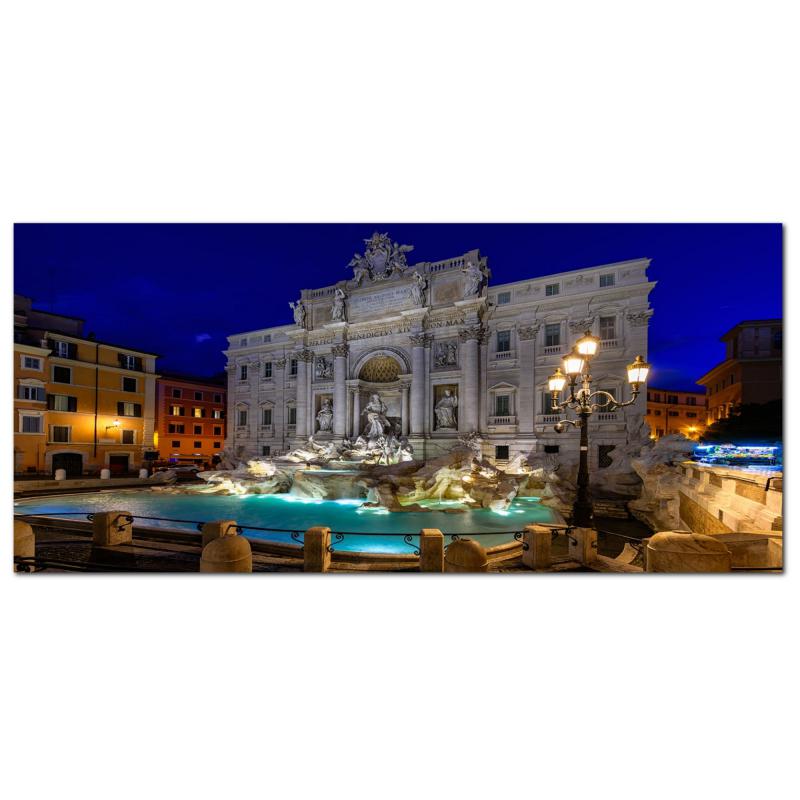 Lupia - Quadro moderno su Tela Canvas DEEP 65X143 cm, con paesaggi e localismi italiani, per casa, soggiorno, capezzale camera da letto, hotel, ufficio, ROMA - FONTANA DI TREVI NIGHT          del brand Lupia, categoria: Arredo e decorazioni > Quadri e Tele > Quadri cittÃ  e Localismi, disponibile su Vorreishop.