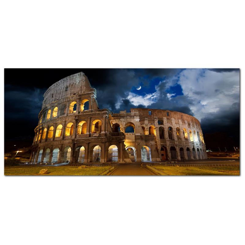 Lupia - Quadro moderno su Tela Canvas DEEP 65X143 cm, con paesaggi e localismi italiani, per casa, soggiorno, capezzale camera da letto, hotel, ufficio, ROMA - COLISEUM BY NIGHT               del brand Lupia, categoria: Arredo e decorazioni > Quadri e Tele > Quadri cittÃ  e Localismi, disponibile su Vorreishop.