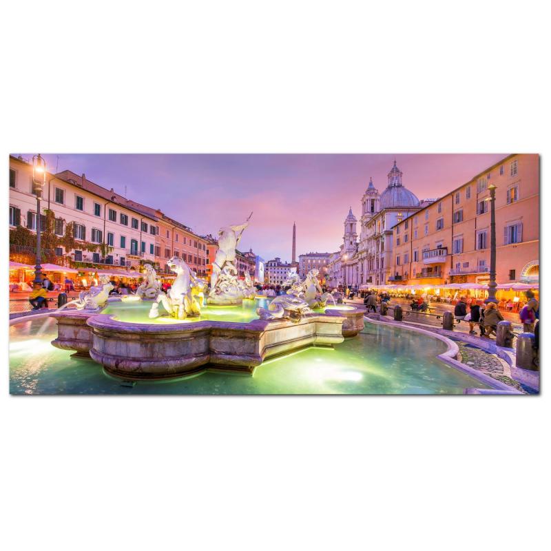 Lupia - Quadro moderno su Tela Canvas DEEP 65X143 cm, con paesaggi e localismi italiani, per casa, soggiorno, capezzale camera da letto, hotel, ufficio, ROMA - PIAZZA NAVONA FONTANA NETTUNO   del brand Lupia, categoria: Arredo e decorazioni > Quadri e Tele > Quadri cittÃ  e Localismi, disponibile su Vorreishop.