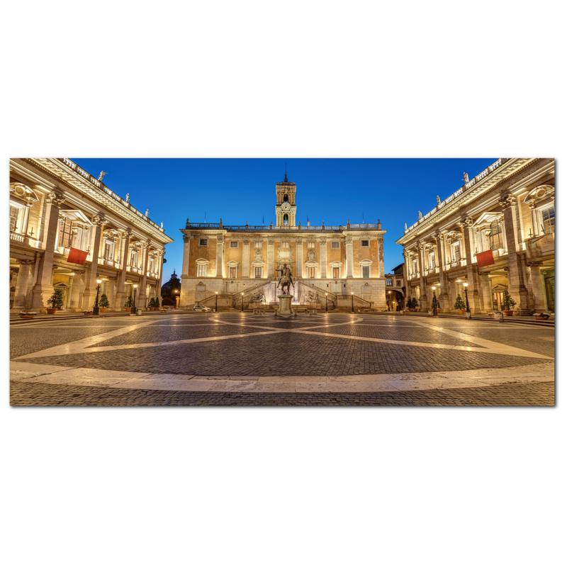 Lupia - Quadro moderno su Tela Canvas DEEP 65X143 cm, con paesaggi e localismi italiani, per casa, soggiorno, capezzale camera da letto, hotel, ufficio, ROMA - PIAZZA DEL CAMPIDOGLIO SERA     del brand Lupia, categoria: Arredo e decorazioni > Quadri e Tele > Quadri cittÃ  e Localismi, disponibile su Vorreishop.