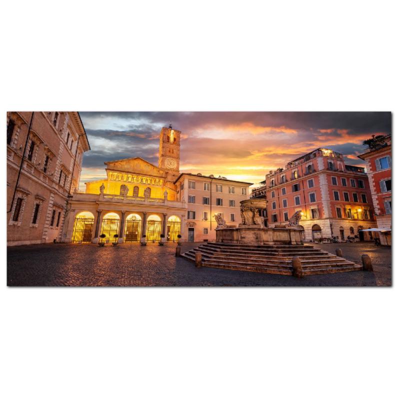Lupia - Quadro moderno su Tela Canvas DEEP 65X143 cm, con paesaggi e localismi italiani, per casa, soggiorno, capezzale camera da letto, hotel, ufficio, ROMA - BASILICA NS SIG.RA IN TRASTEVERE  del brand Lupia, categoria: Arredo e decorazioni > Quadri e Tele > Quadri cittÃ  e Localismi, disponibile su Vorreishop.