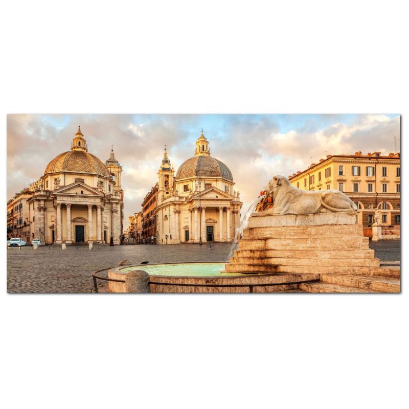 Lupia - Quadro moderno su Tela Canvas DEEP 65X143 cm, con paesaggi e localismi italiani, per casa, soggiorno, capezzale camera da letto, hotel, ufficio, ROMA - PIAZZA POPOLO-CHIESA ARTISTI    del brand Lupia, categoria: Arredo e decorazioni > Quadri e Tele > Quadri cittÃ  e Localismi, disponibile su Vorreishop.