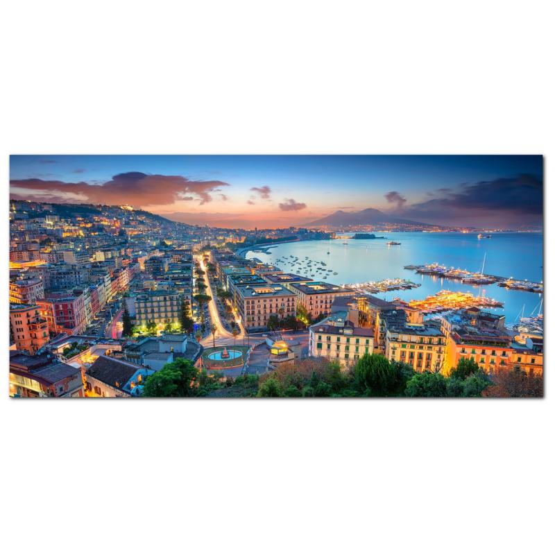 Lupia - Quadro moderno su Tela Canvas DEEP 65X143 cm, con paesaggi e localismi italiani, per casa, soggiorno, capezzale camera da letto, hotel, ufficio, NAPOLI - GOLFO SERA                    del brand Lupia, categoria: Arredo e decorazioni > Quadri e Tele > Quadri cittÃ  e Localismi, disponibile su Vorreishop.