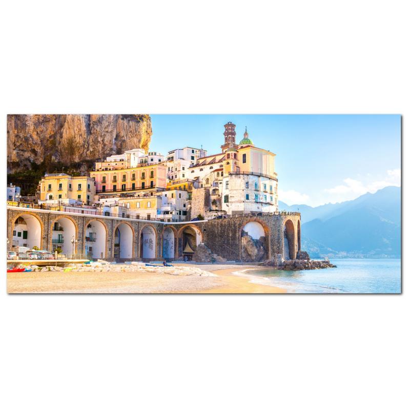 Lupia - Quadro moderno su Tela Canvas DEEP 65X143 cm, con paesaggi e localismi italiani, per casa, soggiorno, capezzale camera da letto, hotel, ufficio, NAPOLI - PORTOFINO SPIAGGIA            del brand Lupia, categoria: Arredo e decorazioni > Quadri e Tele > Quadri cittÃ  e Localismi, disponibile su Vorreishop.