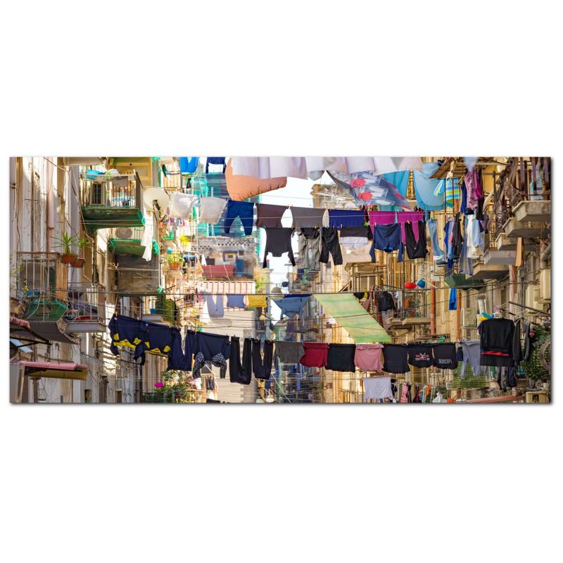 Lupia - Quadro moderno su Tela Canvas DEEP 65X143 cm, con paesaggi e localismi italiani, per casa, soggiorno, capezzale camera da letto, hotel, ufficio, NAPOLI - SCORCIO VICOLO                del brand Lupia, categoria: Arredo e decorazioni > Quadri e Tele > Quadri cittÃ  e Localismi, disponibile su Vorreishop.