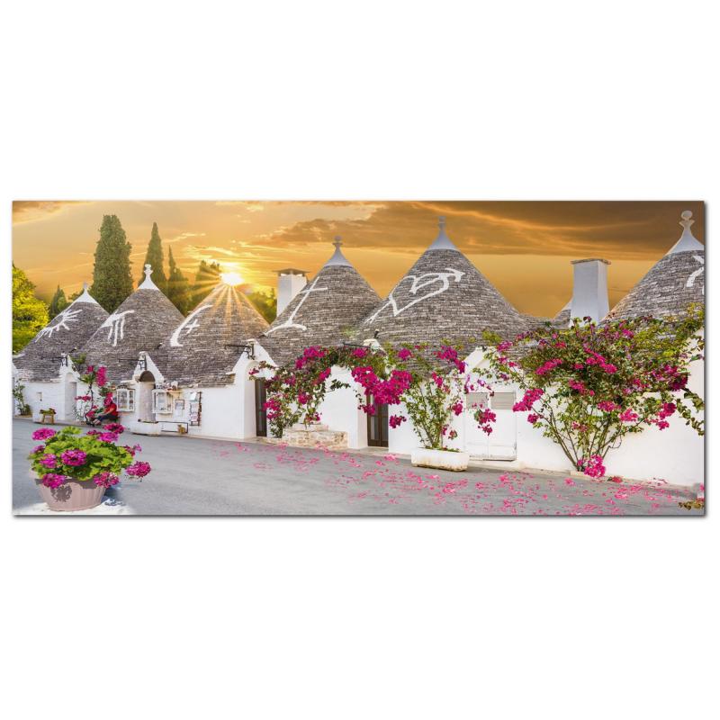 Lupia - Quadro moderno su Tela Canvas DEEP 65X143 cm, con paesaggi e localismi italiani, per casa, soggiorno, capezzale camera da letto, hotel, ufficio, PUGLIA - TRULLI DECORATI               del brand Lupia, categoria: Arredo e decorazioni > Quadri e Tele > Quadri cittÃ  e Localismi, disponibile su Vorreishop.