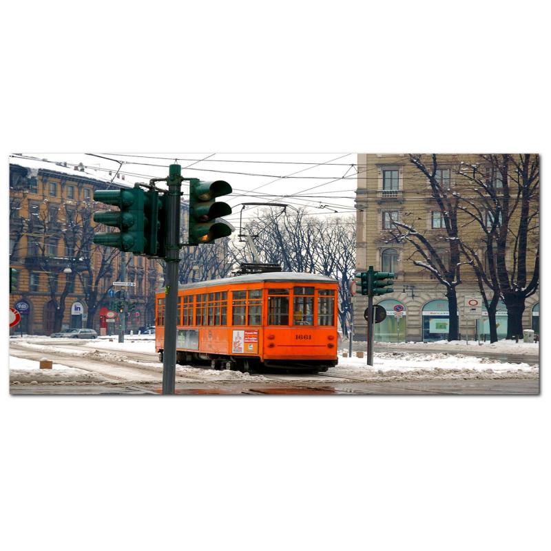 Lupia - Quadro moderno su Tela Canvas DEEP 65X143 cm, con paesaggi e localismi italiani, per casa, soggiorno, capezzale camera da letto, hotel, ufficio, MILANO - TRAM                          del brand Lupia, categoria: Arredo e decorazioni > Quadri e Tele > Quadri cittÃ  e Localismi, disponibile su Vorreishop.