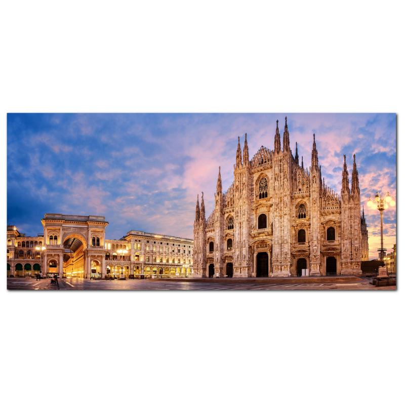 Lupia - Quadro moderno su Tela Canvas DEEP 65X143 cm, con paesaggi e localismi italiani, per casa, soggiorno, capezzale camera da letto, hotel, ufficio, MILANO - DUOMO SUNRISE                 del brand Lupia, categoria: Arredo e decorazioni > Quadri e Tele > Quadri cittÃ  e Localismi, disponibile su Vorreishop.