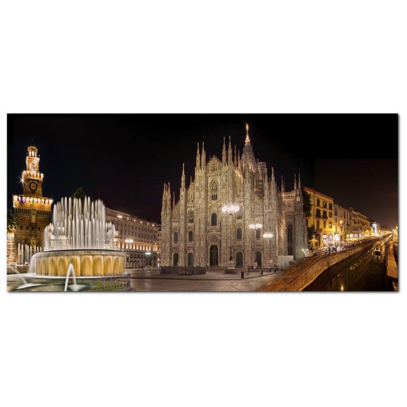 Lupia - Quadro moderno su Tela Canvas DEEP 65X143 cm, con paesaggi e localismi italiani, per casa, soggiorno, capezzale camera da letto, hotel, ufficio, MILANO - COLLAGE NOTTE                 del brand Lupia, categoria: Arredo e decorazioni > Quadri e Tele > Quadri cittÃ  e Localismi, disponibile su Vorreishop.