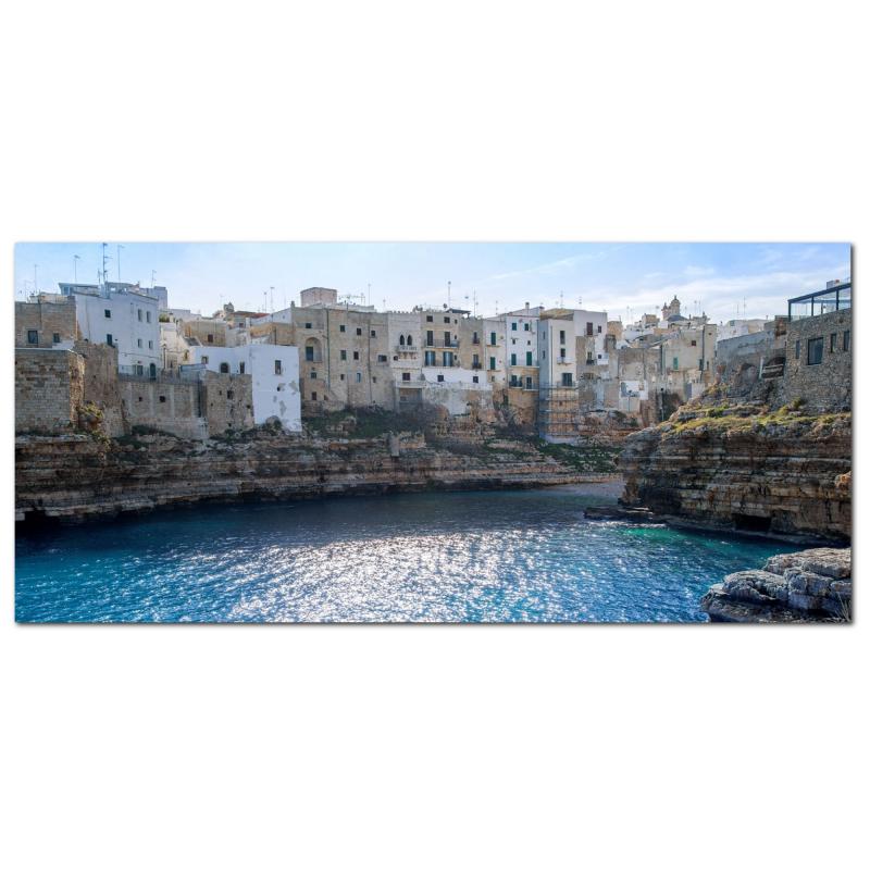 Lupia - Quadro moderno su Tela Canvas DEEP 65X143 cm, con paesaggi e localismi italiani, per casa, soggiorno, capezzale camera da letto, hotel, ufficio, PUGLIA - PANORAMA POLIGNANO A MARE     del brand Lupia, categoria: Arredo e decorazioni > Quadri e Tele > Quadri cittÃ  e Localismi, disponibile su Vorreishop.
