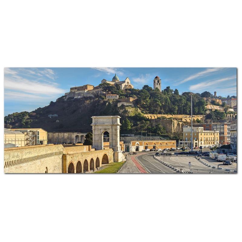 Lupia - Quadro moderno su Tela Canvas DEEP 65X143 cm, con paesaggi e localismi italiani, per casa, soggiorno, capezzale camera da letto, hotel, ufficio, ANCONA - PANORAMA GIORNO               del brand Lupia, categoria: Arredo e decorazioni > Quadri e Tele > Quadri cittÃ  e Localismi, disponibile su Vorreishop.